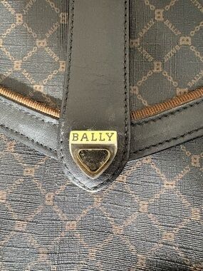 Bally Black and Brown Monogram Top-Handle Bag with Gold Hardware